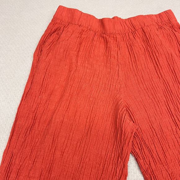 Soft Surroundings Pants Womens L Salmon Pink Ramie Rayon Pull On Wide Leg - Picture 4 of 11